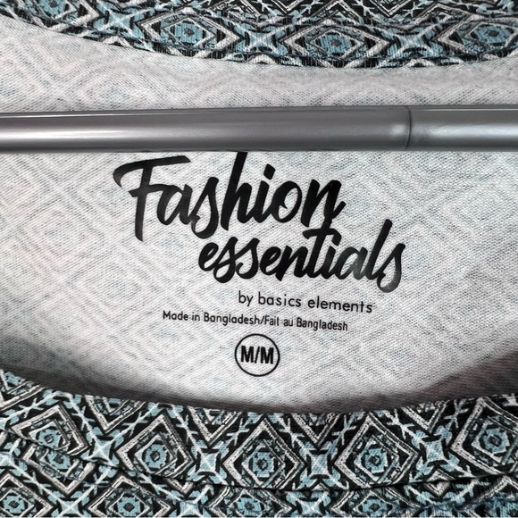 Fashion essentials by basic elements long sleeve boho Gray Patterned Blouse - Picture 5 of 8